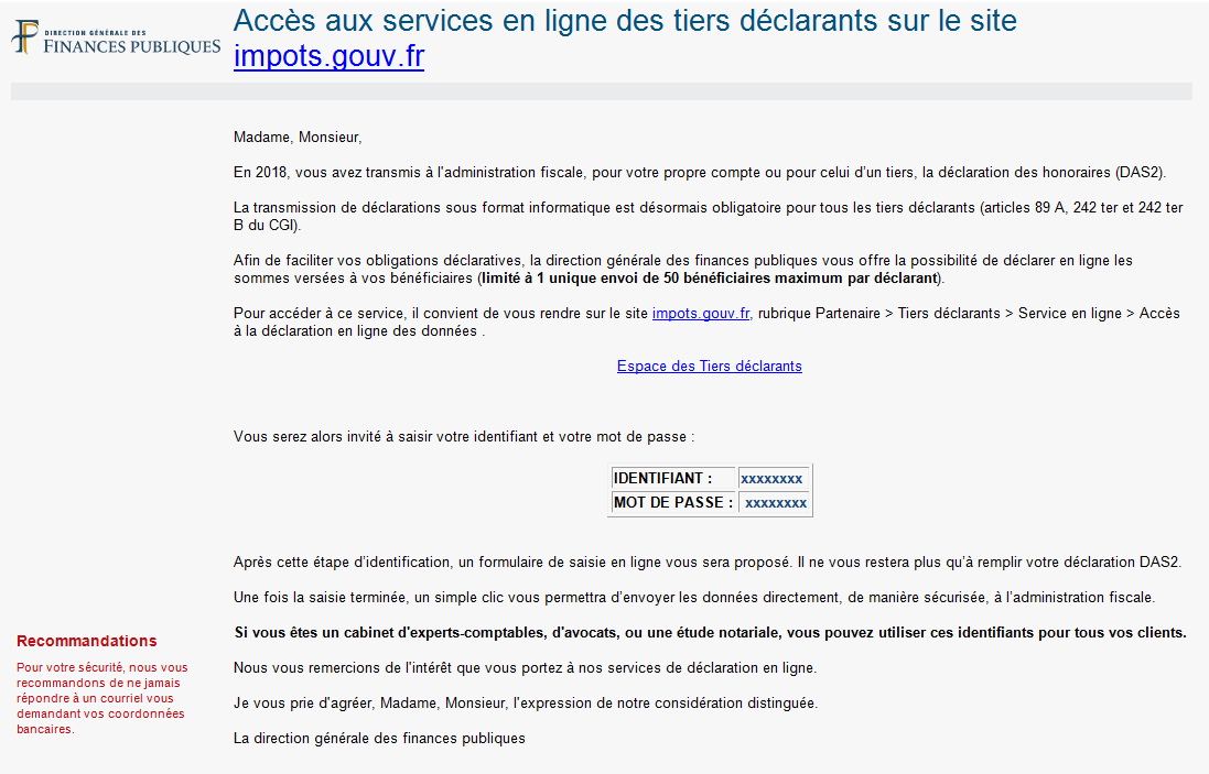DAS2 : accès aux services en ligne des tiers déclarants sur le site impots.gouv.fr